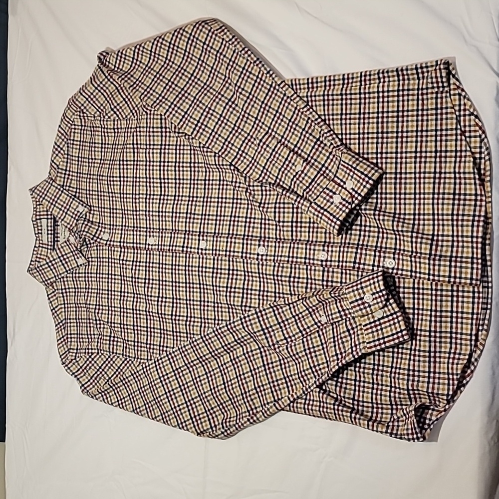 Hawker Rye Stretched Oxford Button Down Shirt Slim Fit Mustard Plaid Soft